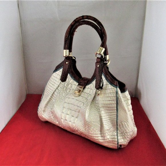 Brahmin Elisa Pearl Presley Embossed Leather Satchel - Picture 4 of 16